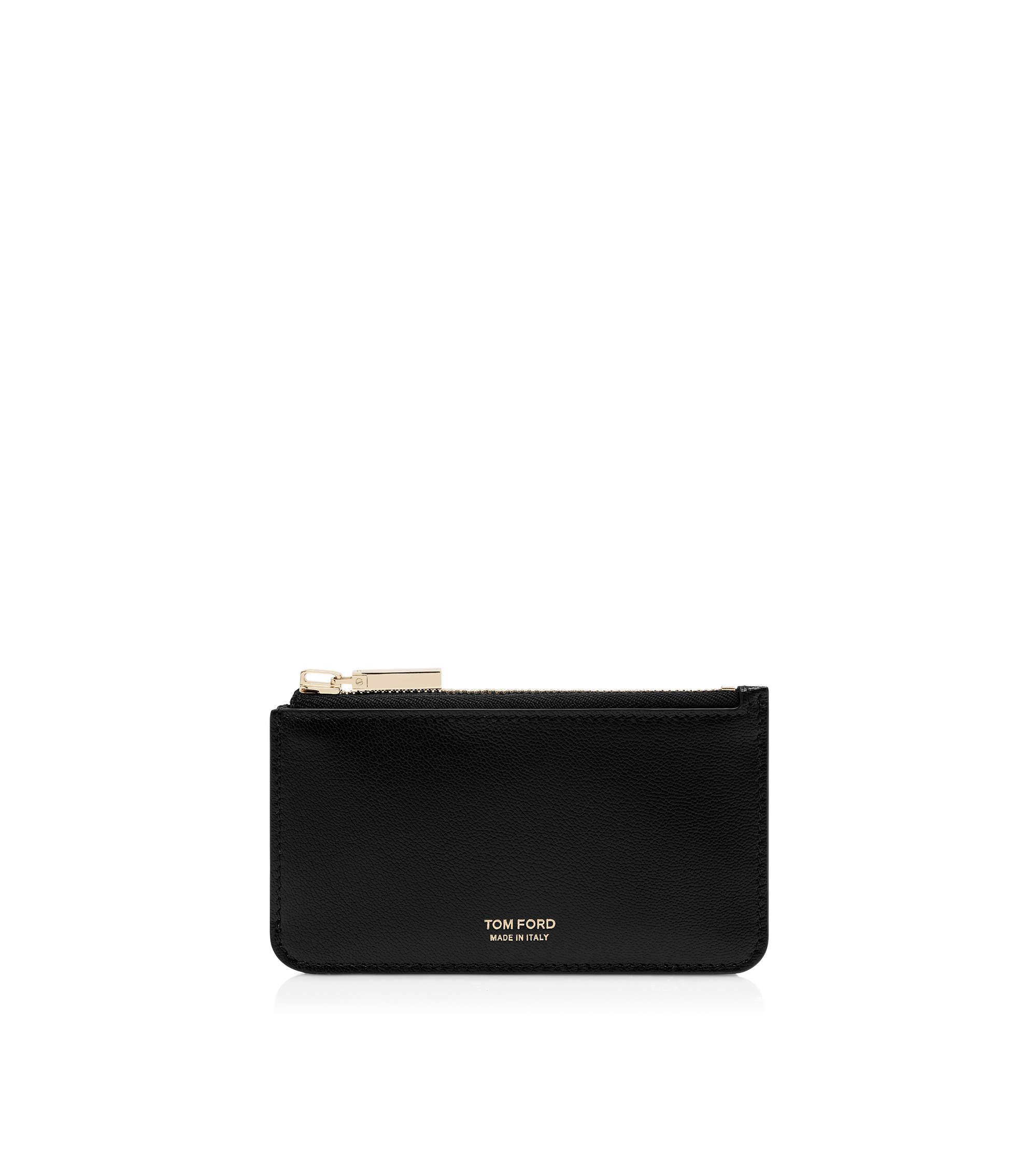 SUPPLE GRAIN LEATHER ZIPPED CARD HOLDER