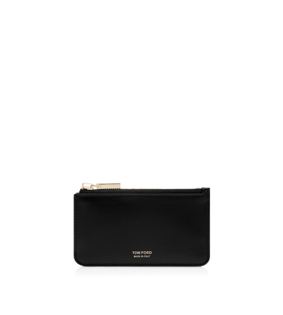 SUPPLE GRAIN LEATHER ZIPPED CARD HOLDER image number 0