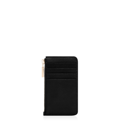 SUPPLE GRAIN LEATHER ZIPPED CARD HOLDER image number 1