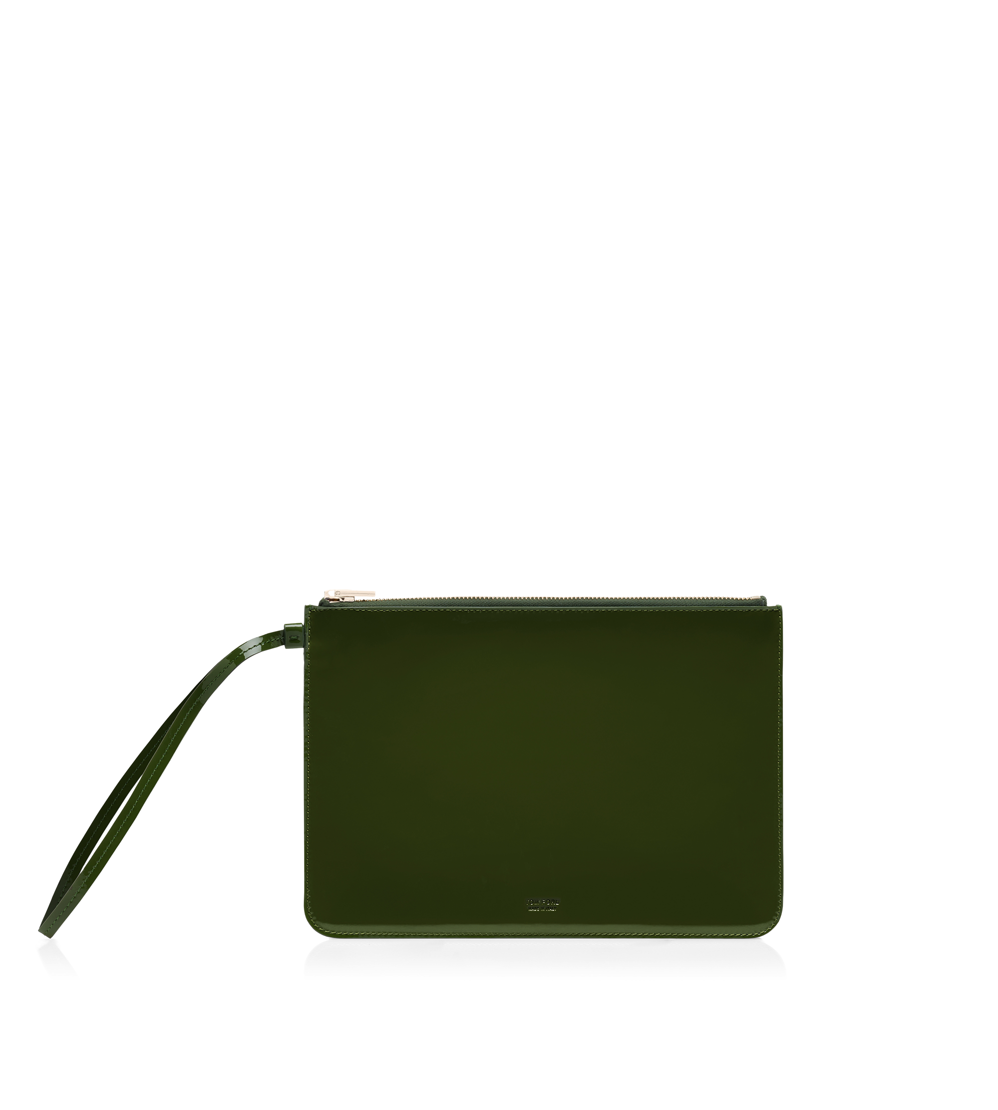 POCHETTE &Agrave; DRAGONNE ZIPP&Eacute;E BLADE EN CUIR VERNI