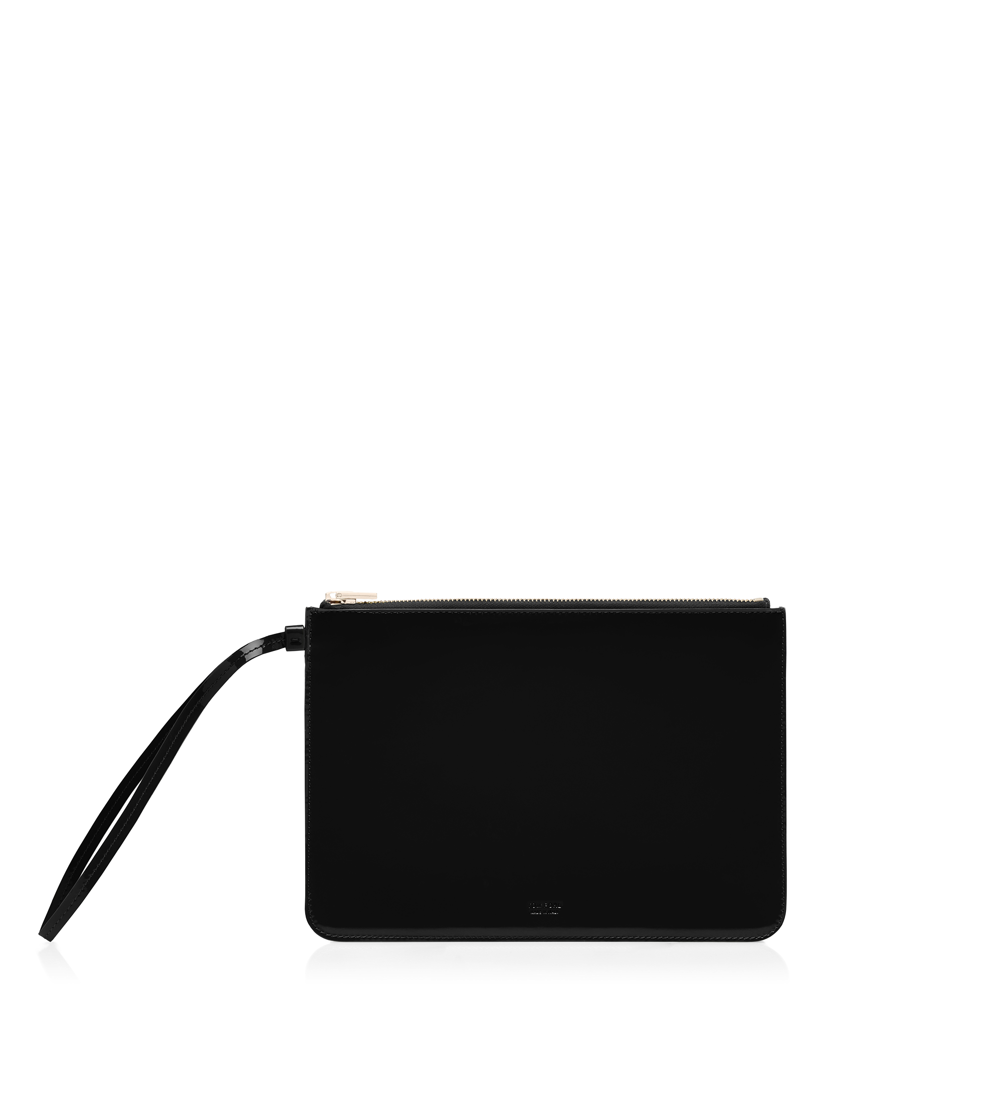 PATENT LEATHER BLADE ZIPPED WRISTLET POUCH