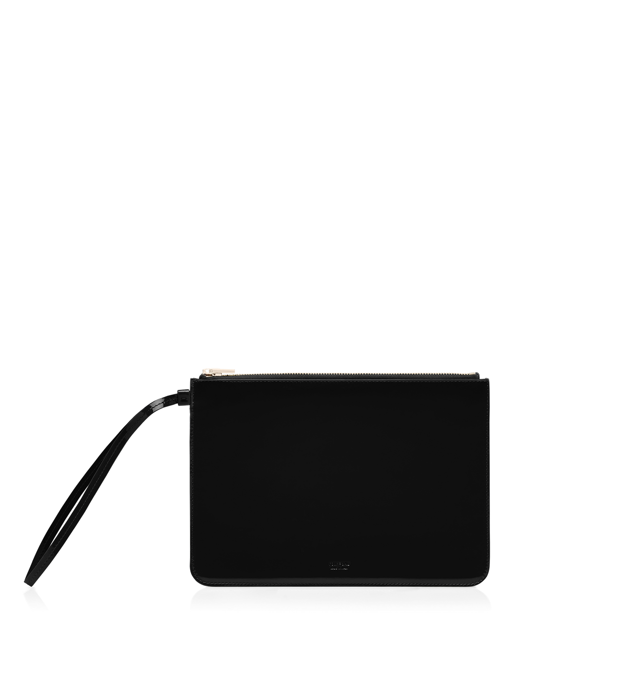 PATENT LEATHER BLADE ZIPPED WRISTLET POUCH image number 0