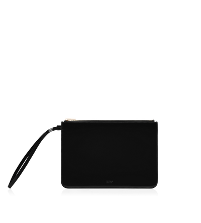PATENT LEATHER BLADE ZIPPED WRISTLET POUCH image number 0