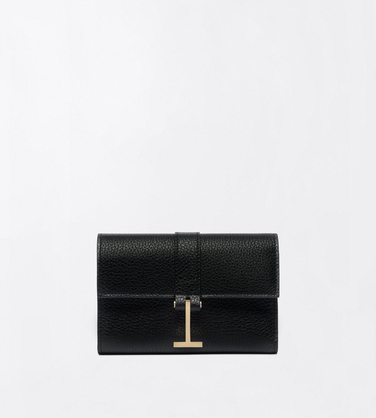 TOM FORD LEATHER BLACK GRAIN LEATHER KARA COMPACT WALLET