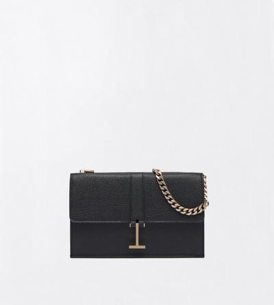 TOM FORD LEATHER BLACK GRAIN LEATHER KARA MINI BAG ON CHAIN