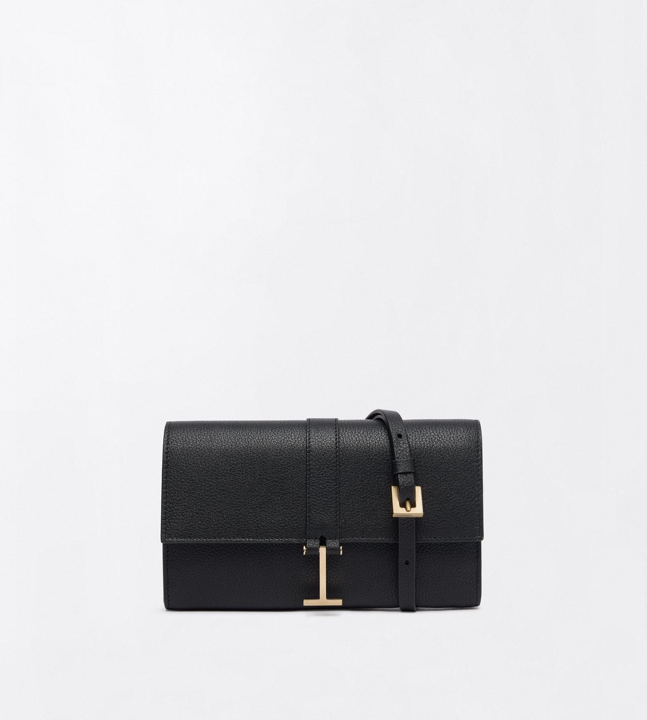 TOM FORD LEATHER BLACK GRAIN LEATHER KARA WALLET ON STRAP