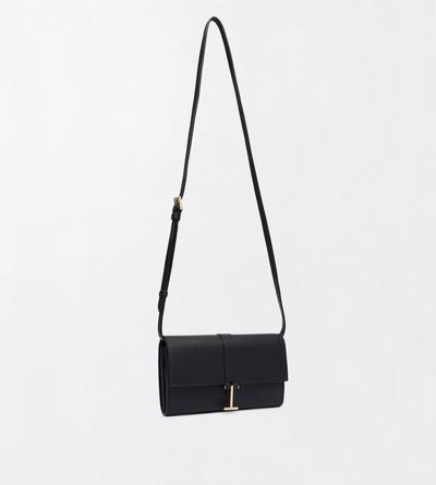 TOM FORD LEATHER BLACK GRAIN LEATHER KARA WALLET ON STRAP