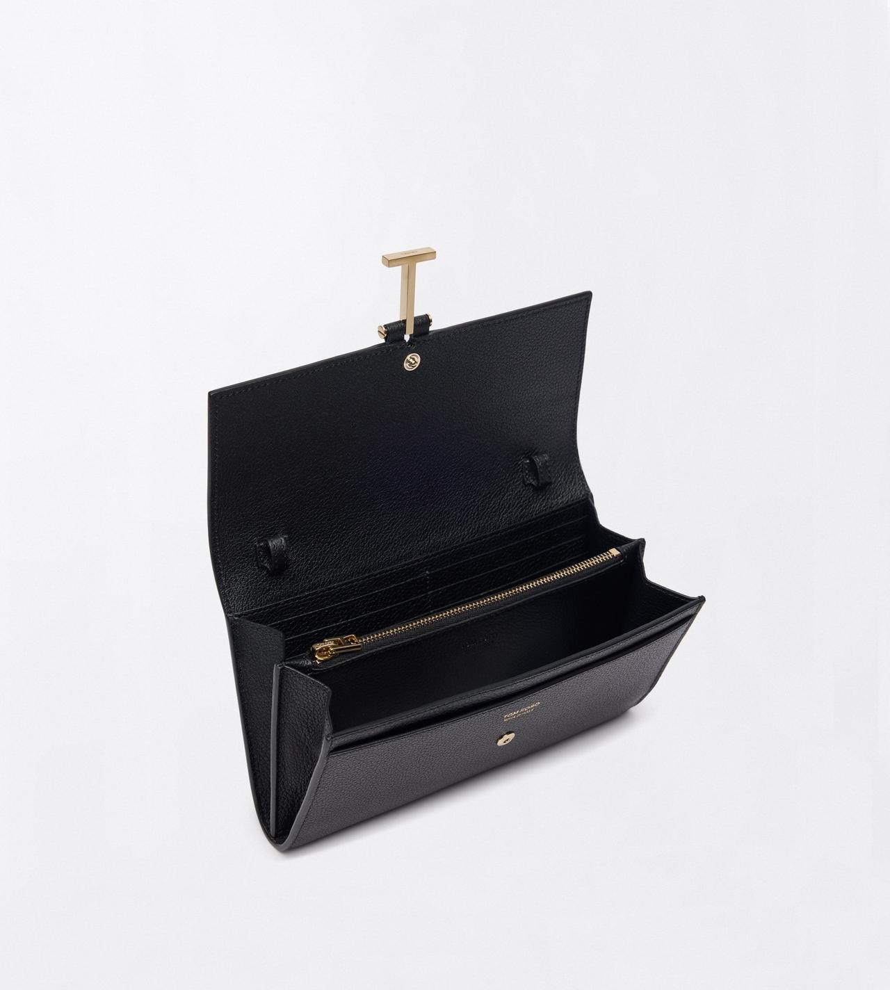 TOM FORD LEATHER BLACK GRAIN LEATHER KARA WALLET ON STRAP