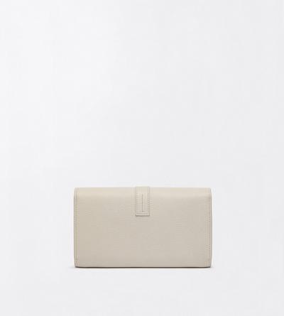 TOM FORD LEATHER DOVE GREY PORTEFEUILLE KARA &Agrave; BANDOULI&Egrave;RE EN CUIR FLEUR