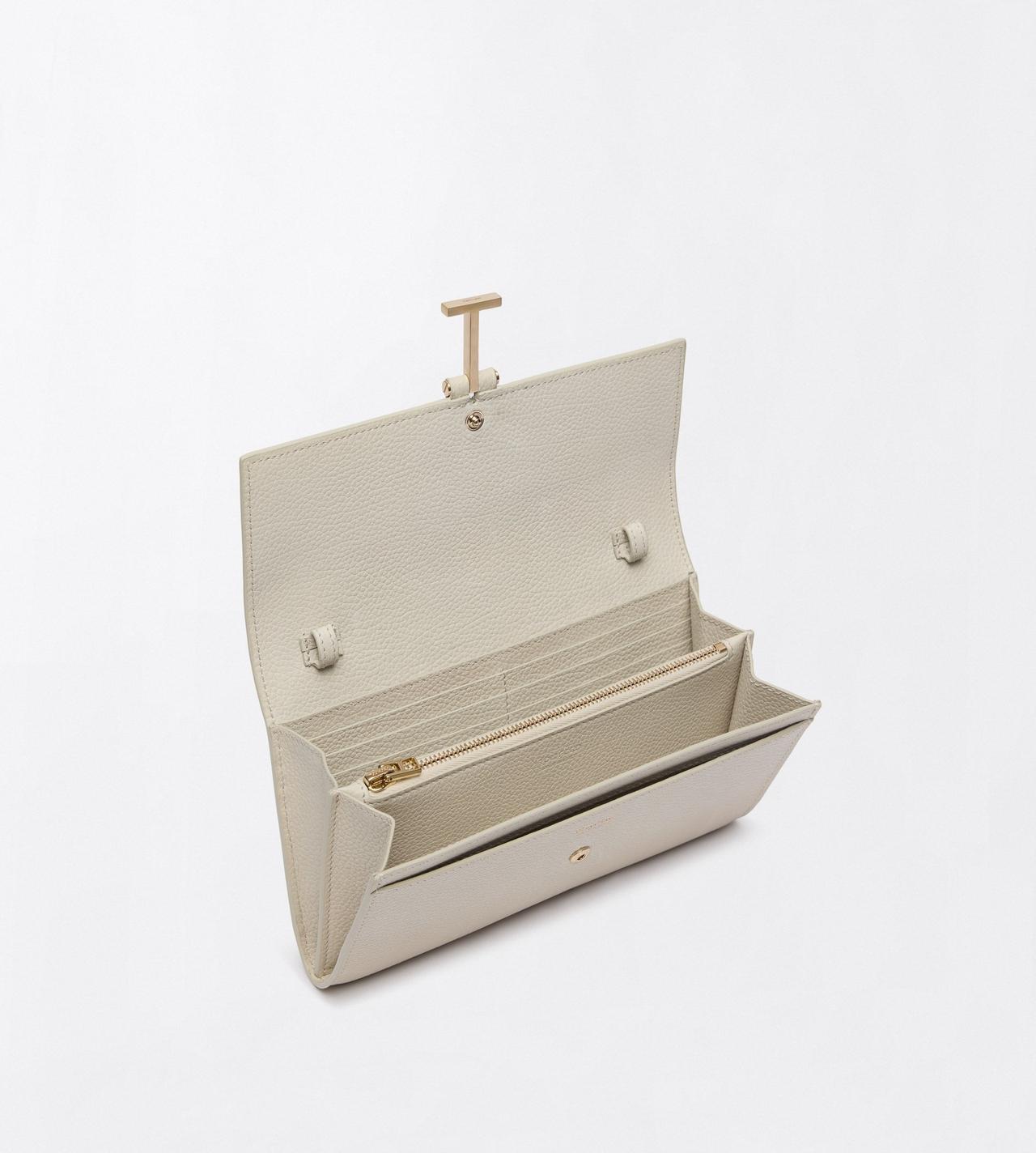TOM FORD LEATHER DOVE GREY PORTEFEUILLE KARA &Agrave; BANDOULI&Egrave;RE EN CUIR FLEUR