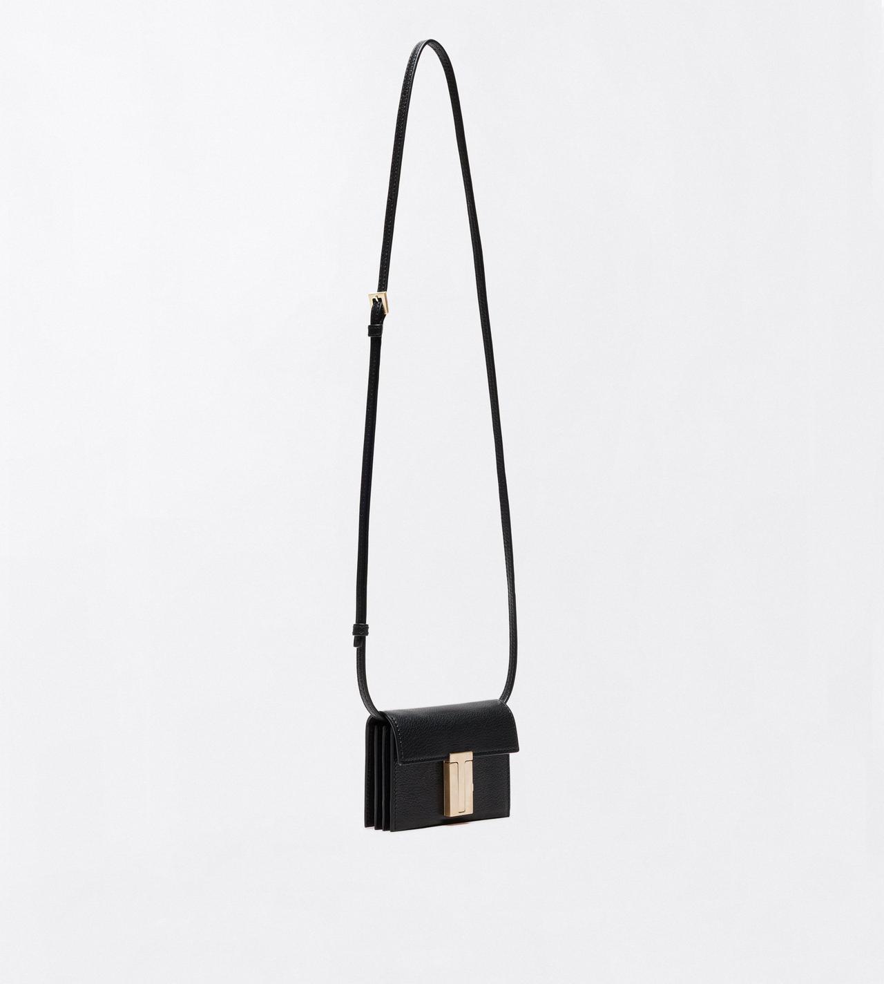 TOM FORD LEATHER BLACK SHINY SUPPLE GRAIN LEATHER MIA CARD HOLDER ON STRAP