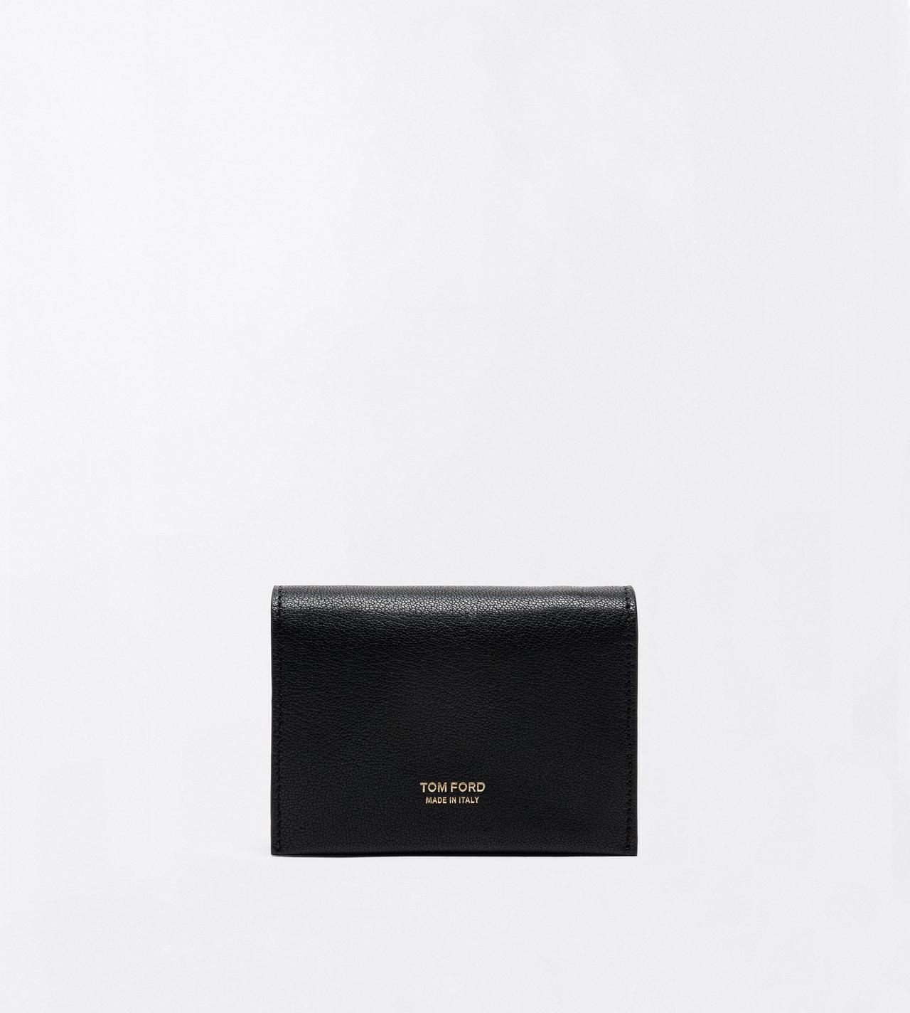 TOM FORD LEATHER BLACK SHINY SUPPLE GRAIN LEATHER MIA CARD HOLDER ON STRAP