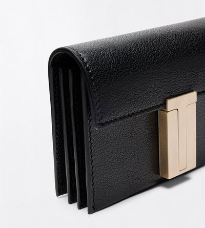 TOM FORD LEATHER BLACK SHINY SUPPLE GRAIN LEATHER MIA CARD HOLDER ON STRAP