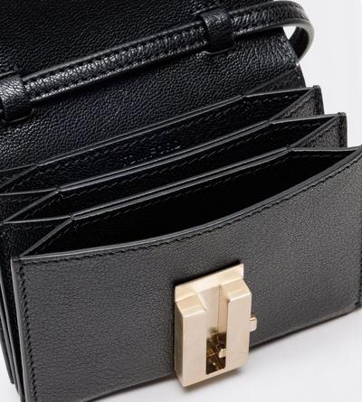 TOM FORD LEATHER BLACK SHINY SUPPLE GRAIN LEATHER MIA CARD HOLDER ON STRAP