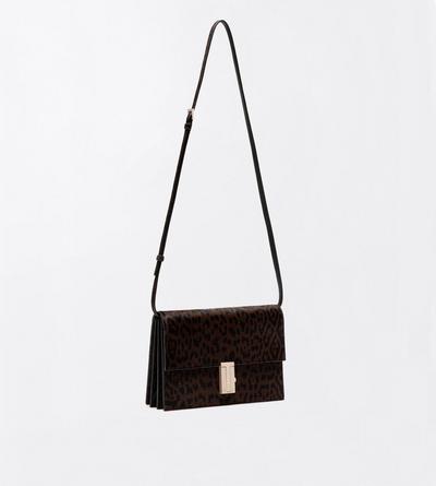 TOM FORD LEATHER BROWN/BLACK LEOPARD PRINT HAIR CALF MIA MINI BAG