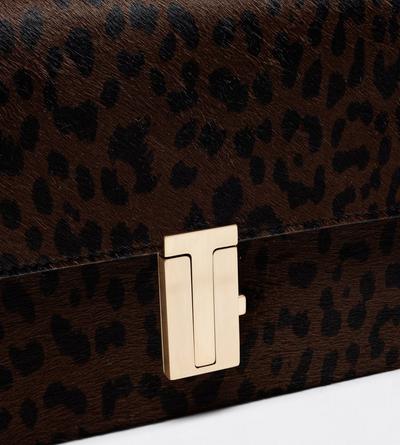 TOM FORD LEATHER BROWN/BLACK LEOPARD PRINT HAIR CALF MIA MINI BAG