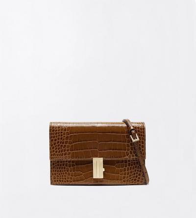 TOM FORD LEATHER CINNAMON TUMBLED PRINTED CROCODILE LEATHER MIA MINI BAG