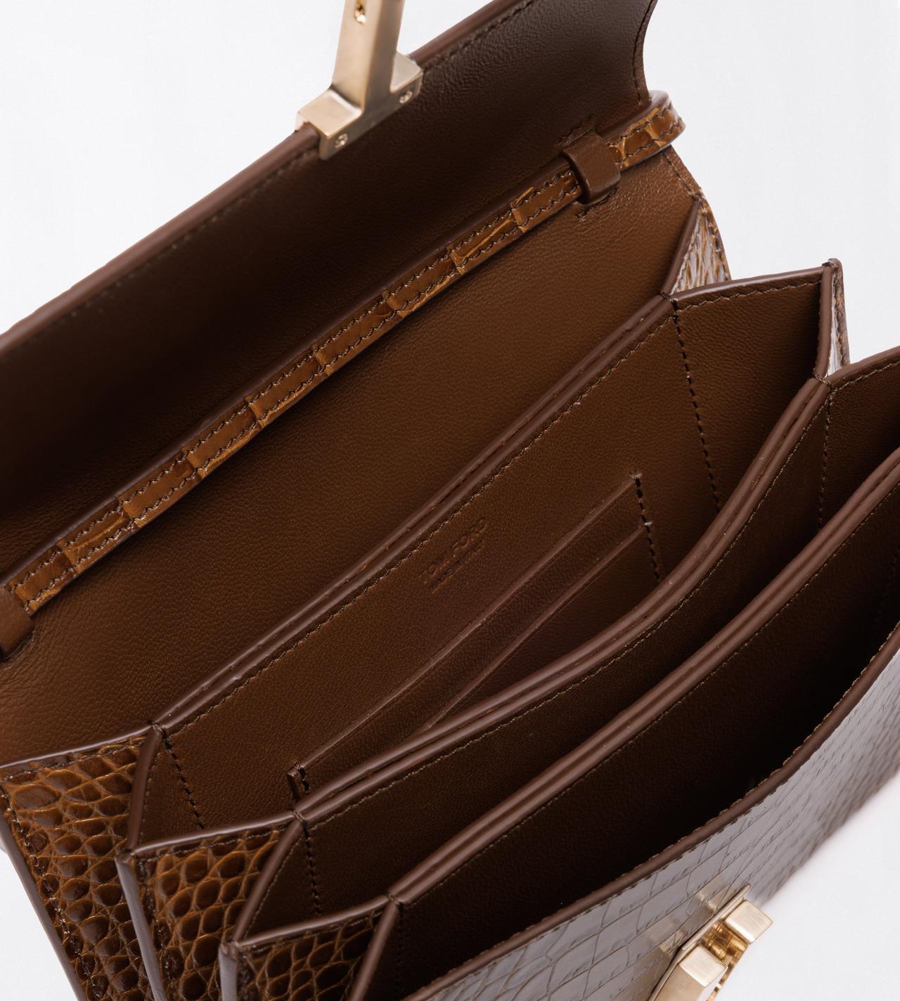 TOM FORD LEATHER CINNAMON TUMBLED PRINTED CROCODILE LEATHER MIA MINI BAG