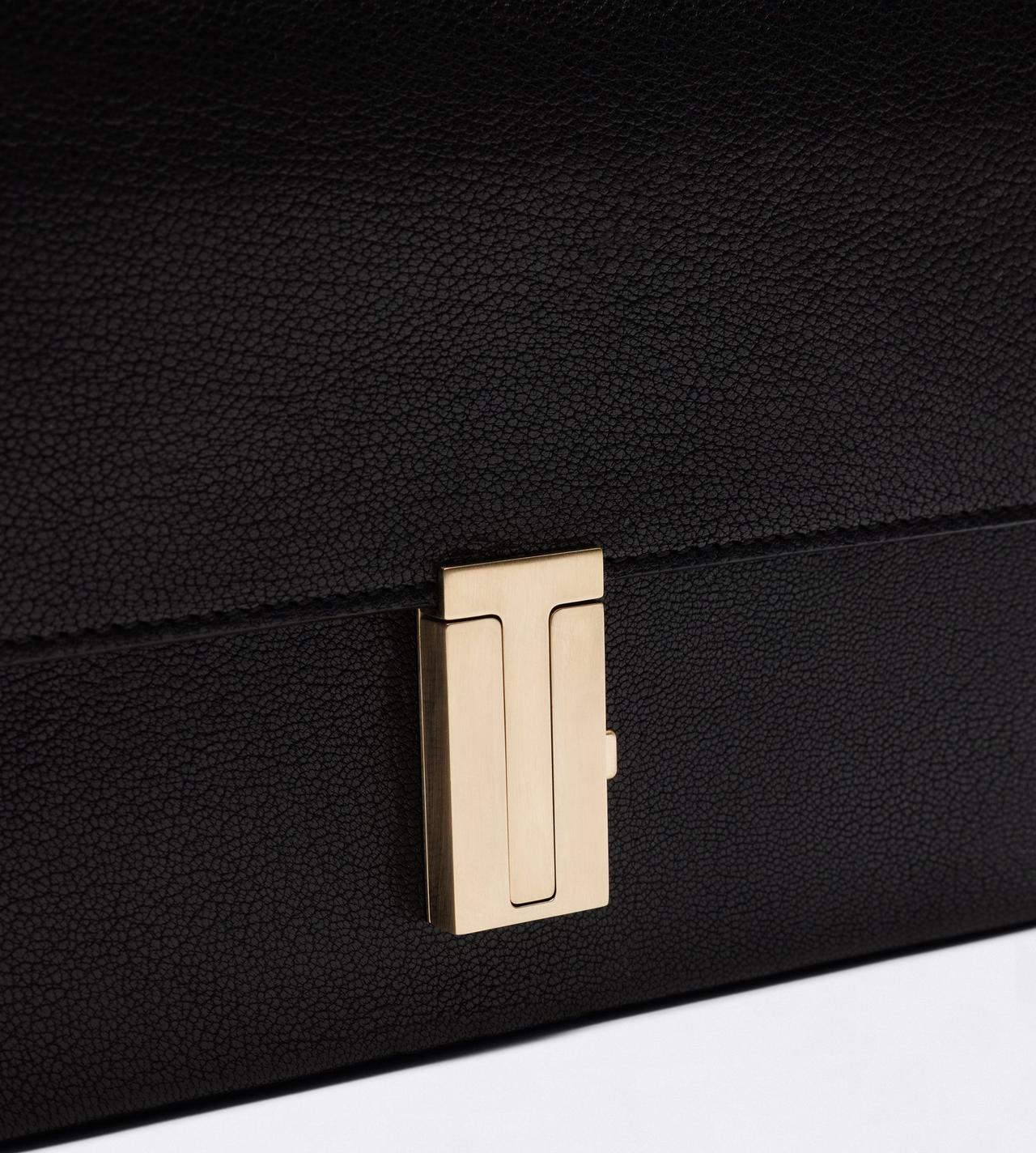 TOM FORD LEATHER BLACK SHINY SUPPLE GRAIN LEATHER MIA MINI BAG