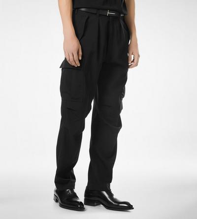 TOM FORD WOOL SILK BLEND BLACK WOOL CASHMERE SILK REPS CARGO PANT