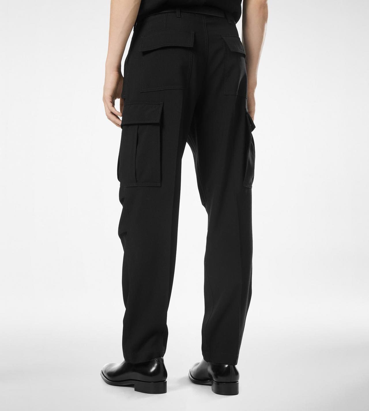 TOM FORD WOOL SILK BLEND BLACK WOOL CASHMERE SILK REPS CARGO PANT