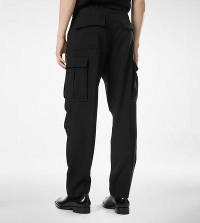 TOM FORD WOOL SILK BLEND BLACK WOOL CASHMERE SILK REPS CARGO PANT