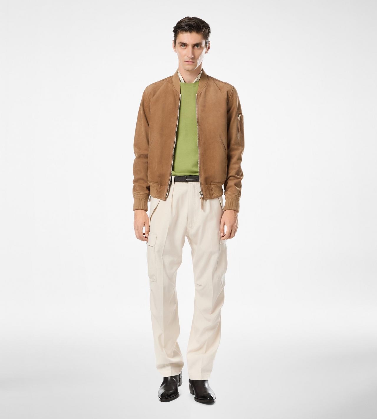 TOM FORD WOOL SILK BLEND IVORY WOOL CASHMERE SILK REPS CARGO PANT