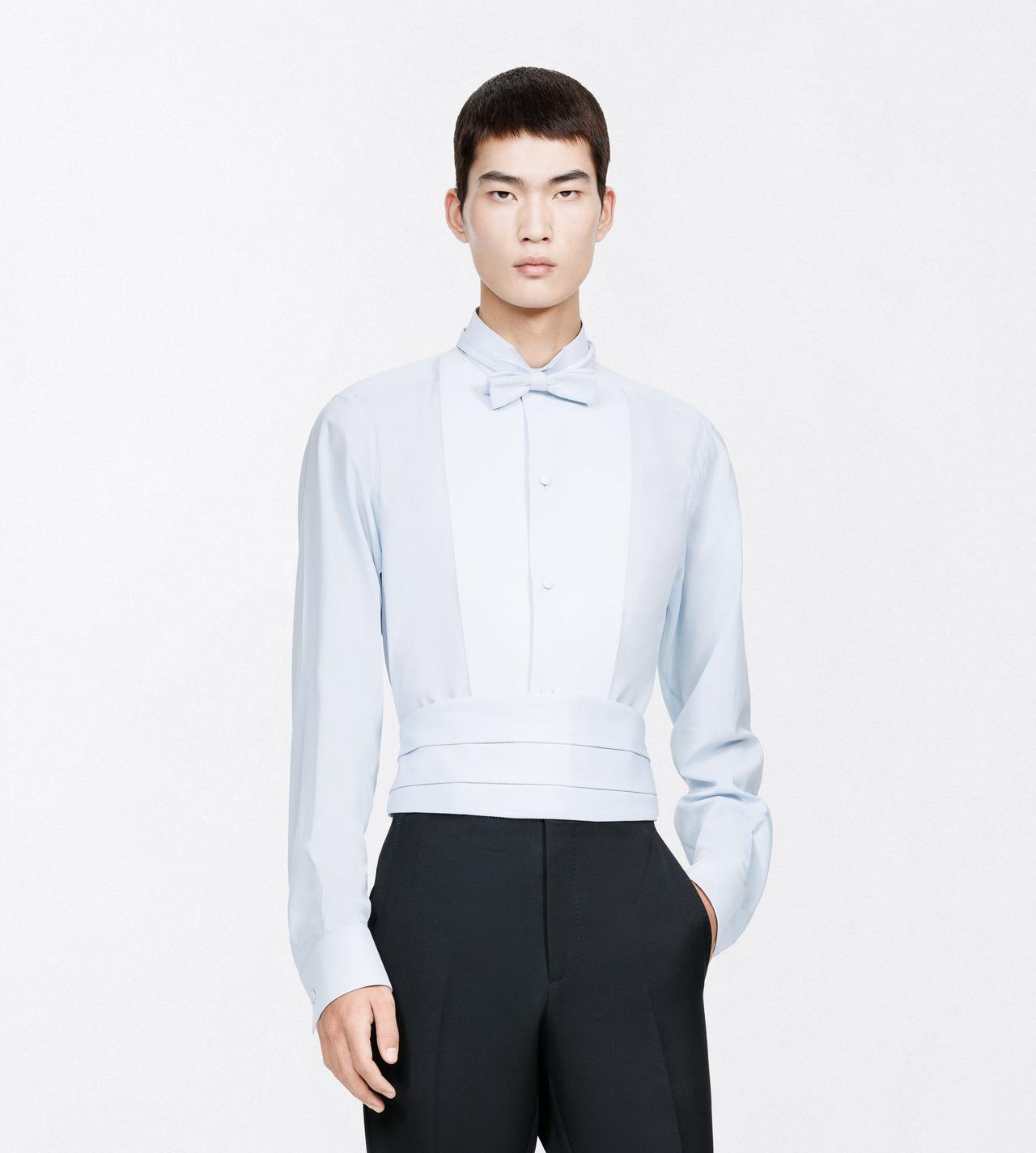 TOM FORD COTTON POWDER BLUE PIQUET CUMMERBUND