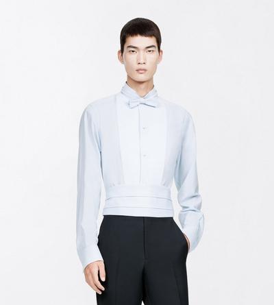 TOM FORD COTTON POWDER BLUE PIQUET CUMMERBUND