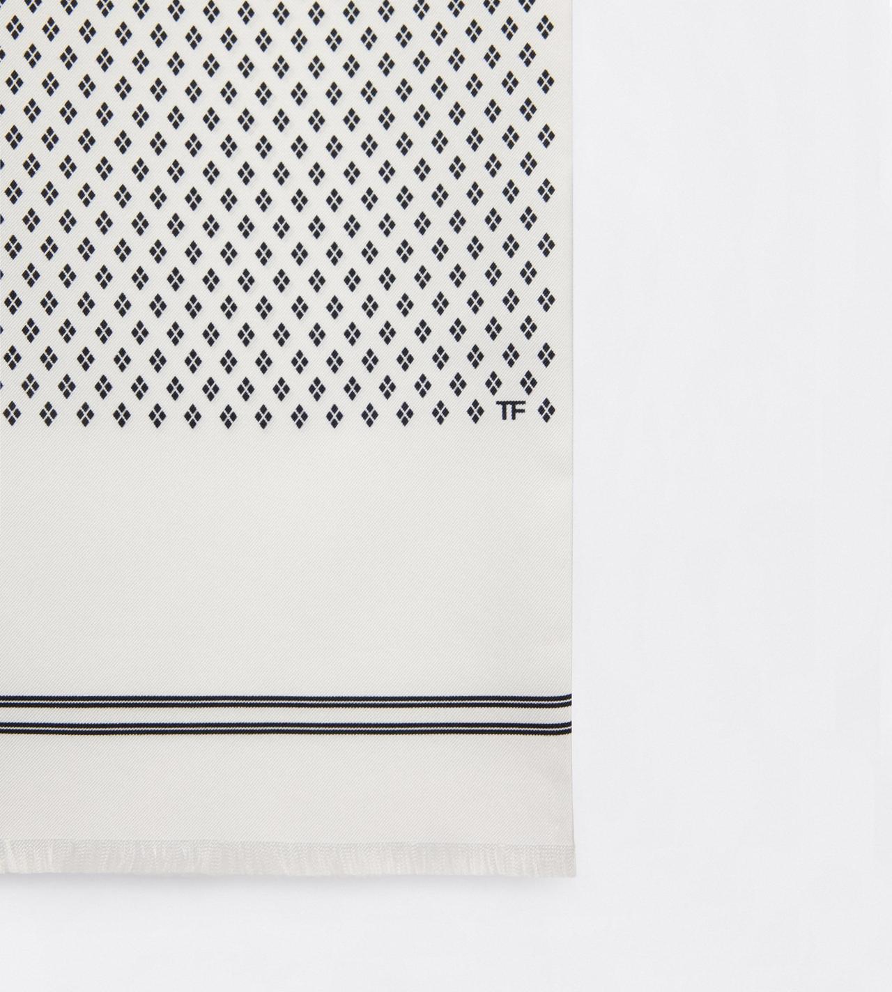 TOM FORD SILK OFF WHITE + BLACK MICRO ARGYLE SILK TWILL TUXEDO SCARF