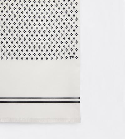 TOM FORD SILK OFF WHITE + BLACK MICRO ARGYLE SILK TWILL TUXEDO SCARF