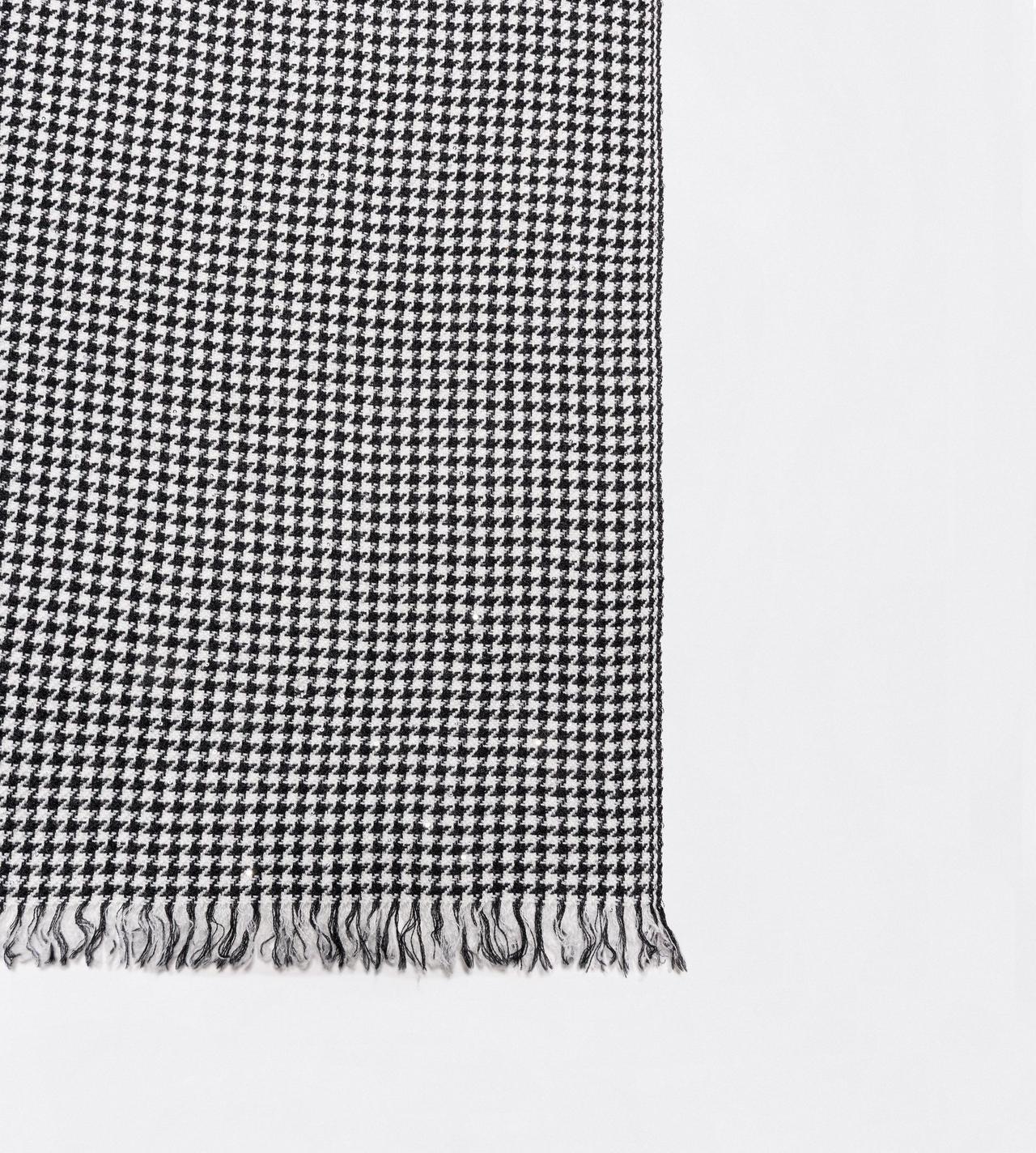 TOM FORD WOOL BLEND BLACK AND WHITE SEQUINED PIED DE POULE SHAWL