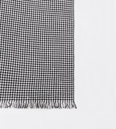 TOM FORD WOOL BLEND BLACK AND WHITE SEQUINED PIED DE POULE SHAWL