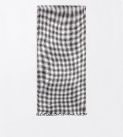 TOM FORD WOOL BLEND BLACK AND WHITE SEQUINED PIED DE POULE SHAWL