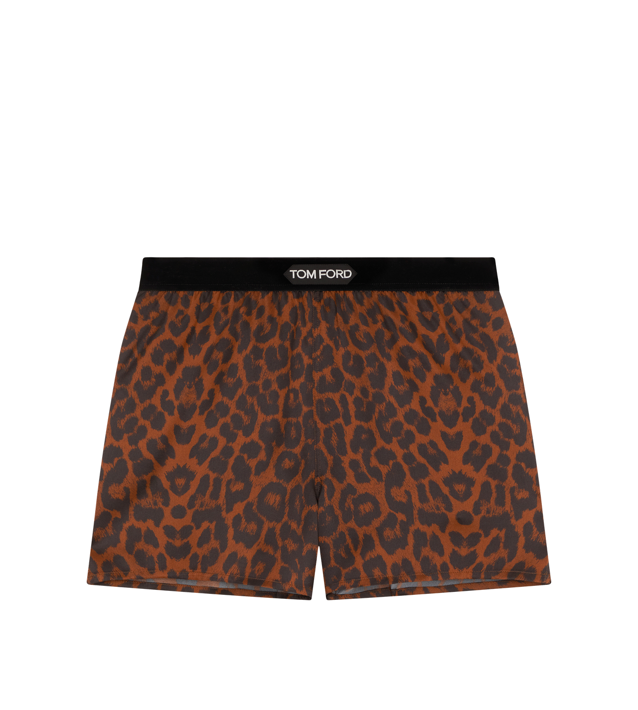 LEOPARD PRINT STRETCH SILK SATIN SIGNATURE PJ SHORTS image number 0