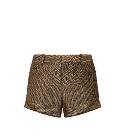 METALLIC SILK BLEND BOUCLE' TAILORED SHORTS image number 0