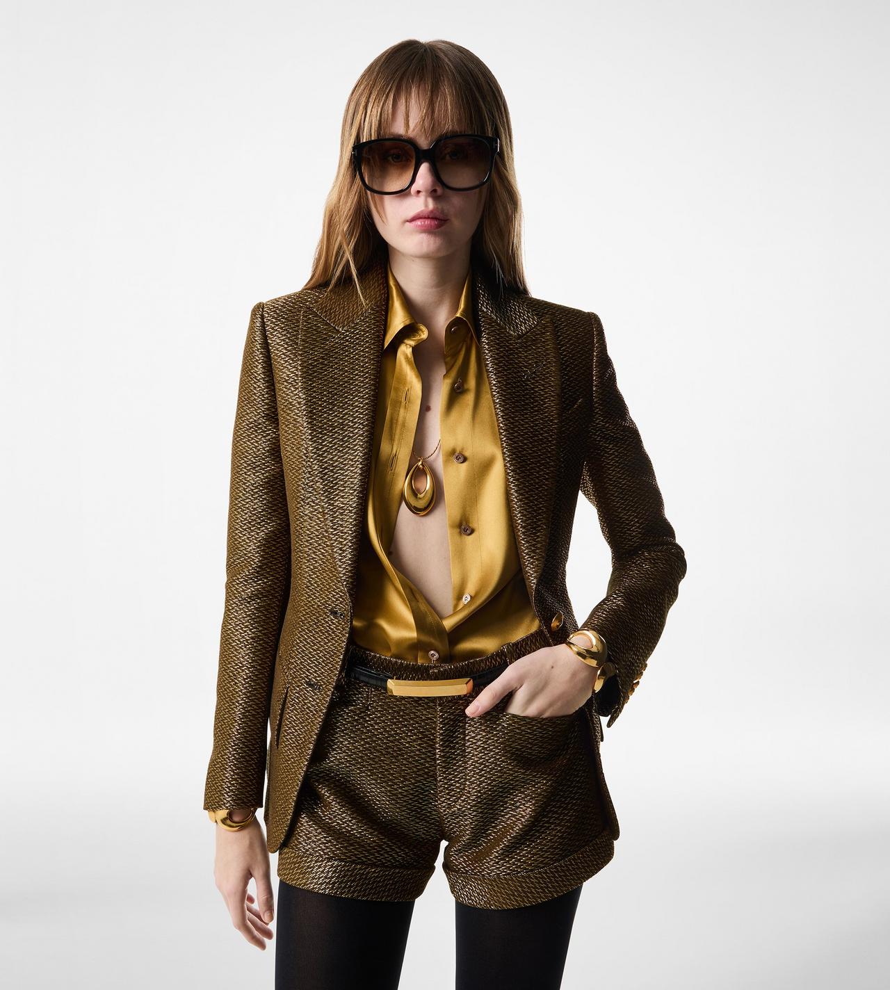METALLIC SILK BLEND BOUCLE' TAILORED SHORTS | Tom Ford Fashion