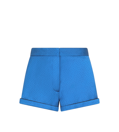 TOM FORD SILK BLEND BLUE SHORT DE PYJAMA COURT EN SOIE M&Eacute;LANG&Eacute;E &Agrave; POIS