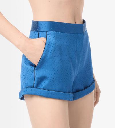 TOM FORD SILK BLEND BLUE SHORT DE PYJAMA COURT EN SOIE M&Eacute;LANG&Eacute;E &Agrave; POIS
