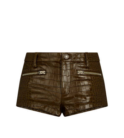 EMBOSSED LEATHER MINI SHORTS image number 0