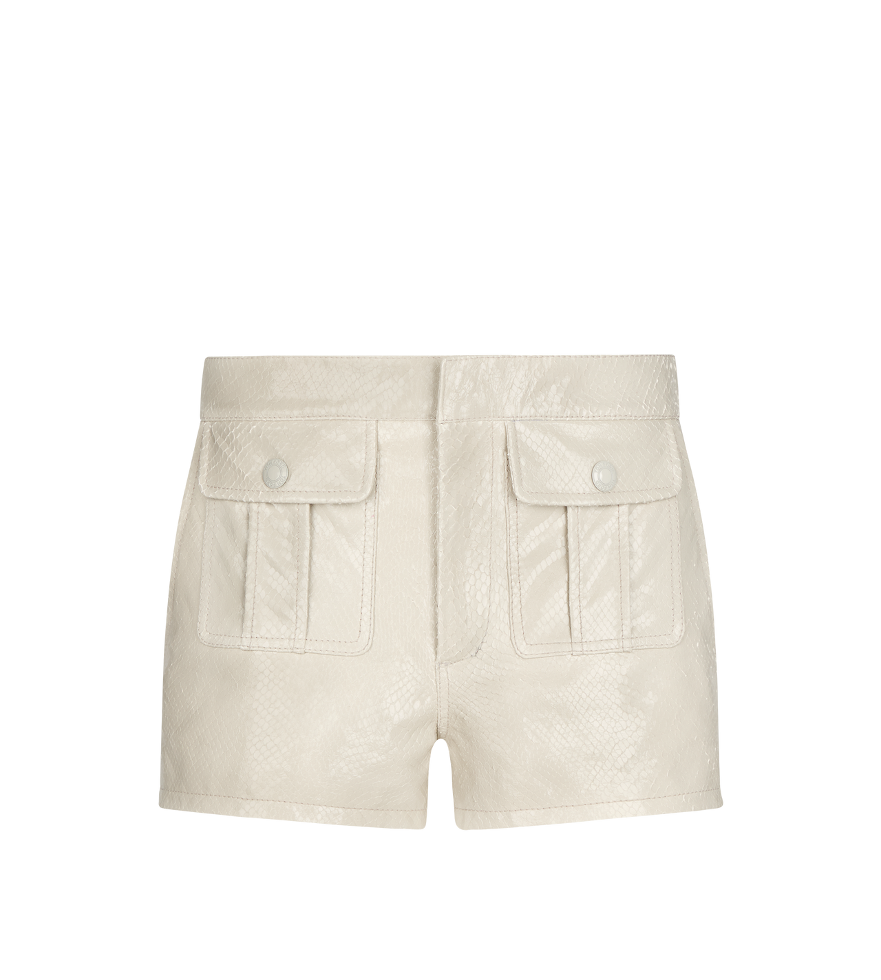 PATENT PYTHON PRINTED LEATHER SHORTS image number 0