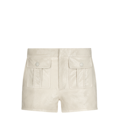 PATENT PYTHON PRINTED LEATHER SHORTS image number 0