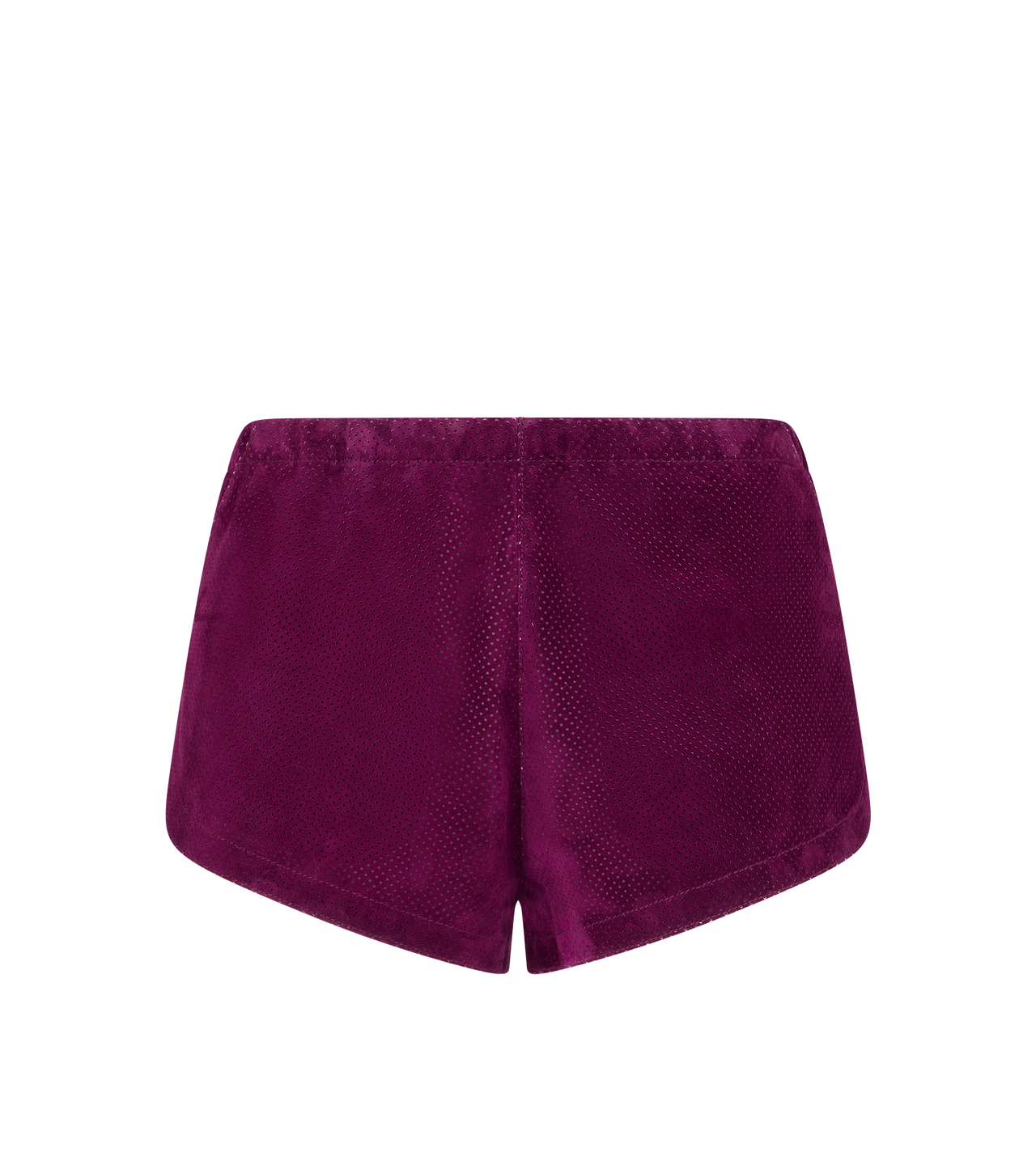 TOM FORD LEATHER AUBERGINE MINI SHORTS IN PELLE SCAMOSCIATA TRAFORATA
