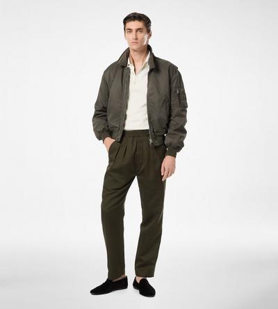 COTTON SILK BENGAL STRIPE PLEATED LOUNGE PANT image number 2