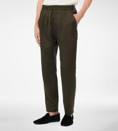 COTTON SILK BENGAL STRIPE PLEATED LOUNGE PANT image number 3