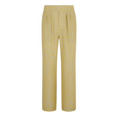 DIAMOND PRINT PEACHED SILK HABOTAI PLEATED LOUNGE PANTS image number 0