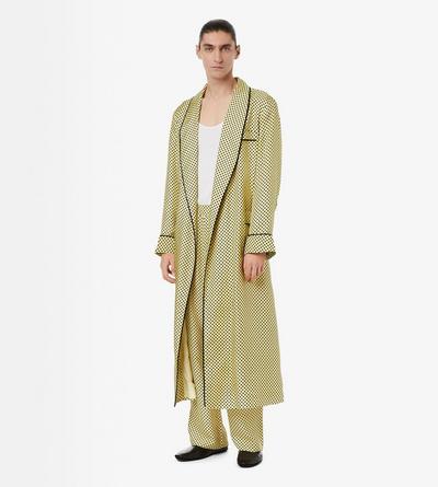 DIAMOND PRINT PEACHED SILK HABOTAI PLEATED LOUNGE PANTS image number 1