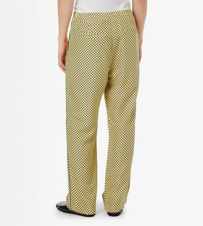 DIAMOND PRINT PEACHED SILK HABOTAI PLEATED LOUNGE PANTS image number 3