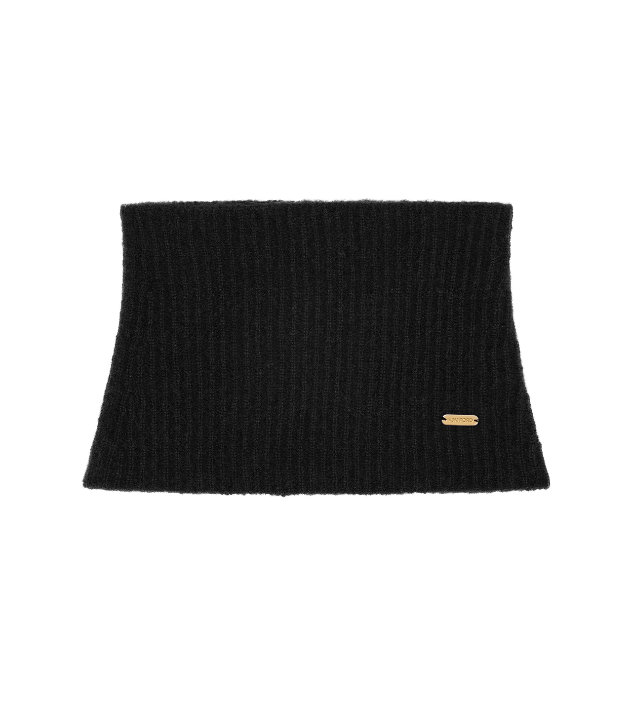TOM FORD CASHMERE SILK BLEND BLACK CACHE-COU AVEC PLAQUE EN M&Eacute;TAL TOM FORD