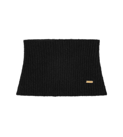 TOM FORD CASHMERE SILK BLEND BLACK CACHE-COU AVEC PLAQUE EN M&Eacute;TAL TOM FORD